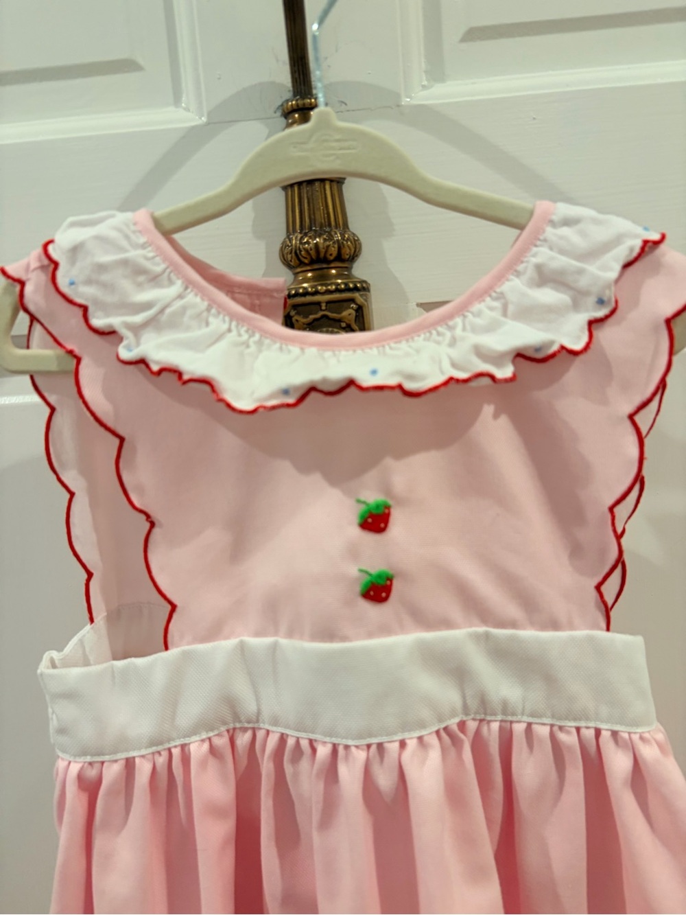 Pink Strawberry Appliqué Girls Dress - Picture 2 of 4